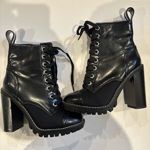 BCBGeneration Black Lace-Up Platform Ankle Boots